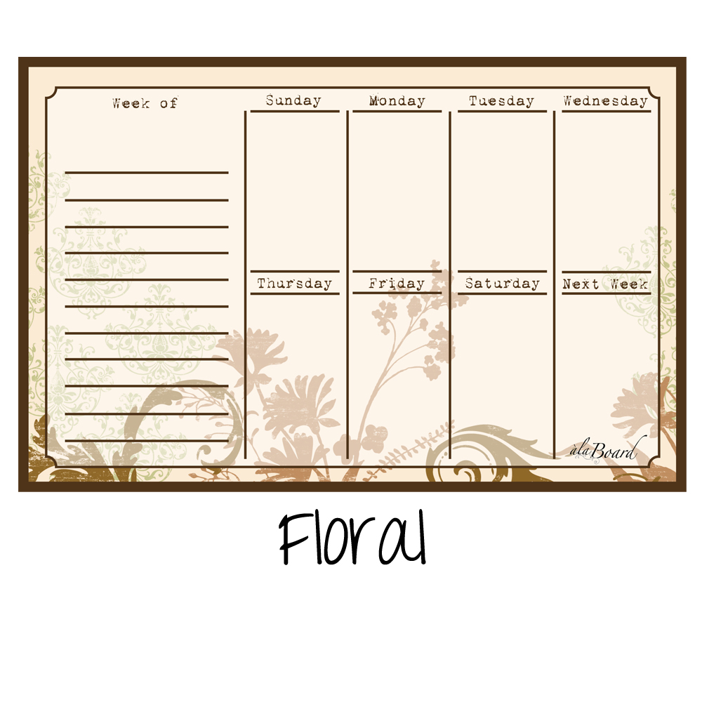 Weekly Calendar Magnet Floral