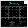 Monthly/Weekly Calendar Wall Decal Set: Black Fluorescent