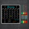 Monthly Calendar Magnet (Black) + Autumn Marker 4 Pack