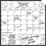 Monthly Calendar Wall Decal (Gray Damask) + Marker 4 Pack