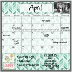 Monthly Calendar Magnet (Teal Herringbone)+ Marker 4 Pack